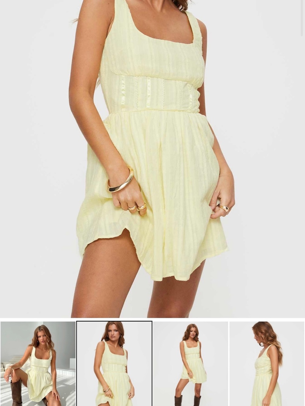 Princess Polly - Lorinda Yellow Square-Neck Mini Dress